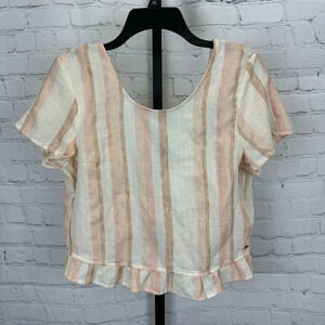 Roxy “Ghost Away” Open Tie-Back Short Sleeve Top Size Large